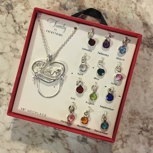 Silver “Love” Necklace with 12 birthstones